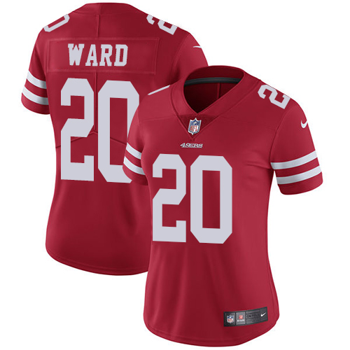 Nike 49ers #20 Jimmie Ward Red Team Color Women's Stitched NFL Vapor Untouchable Limited Jersey
